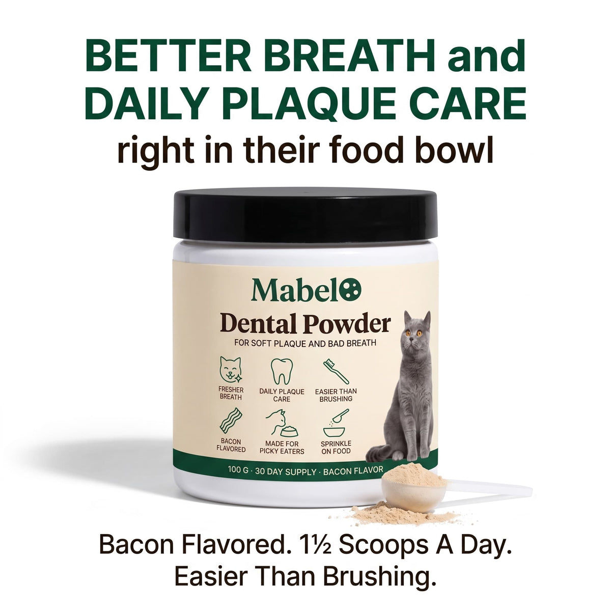 Mabel™ Dental Powder for Cats — Bacon Flavor