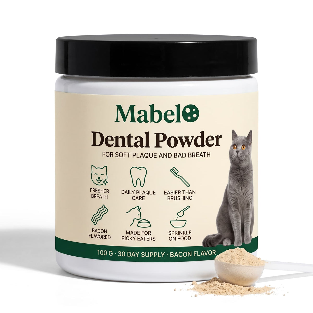 Mabel™ Dental Powder for Cats — Bacon Flavor